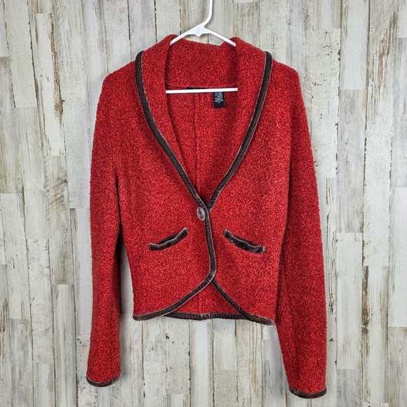 Moda International Knit Cropped Sweater Jacket Burnt Orange Size Small - Picture 1 of 11